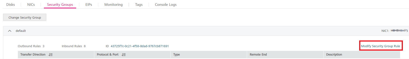 Figure 6 Checking the ECS security group