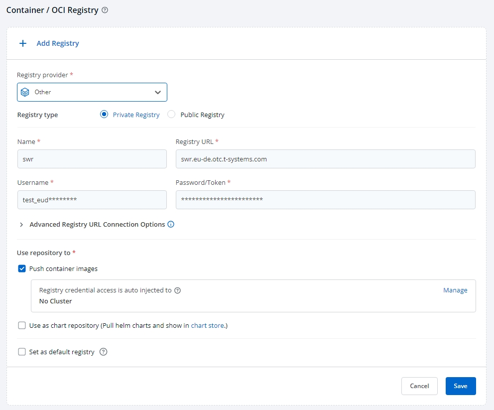 Figure 2: Add a Registry