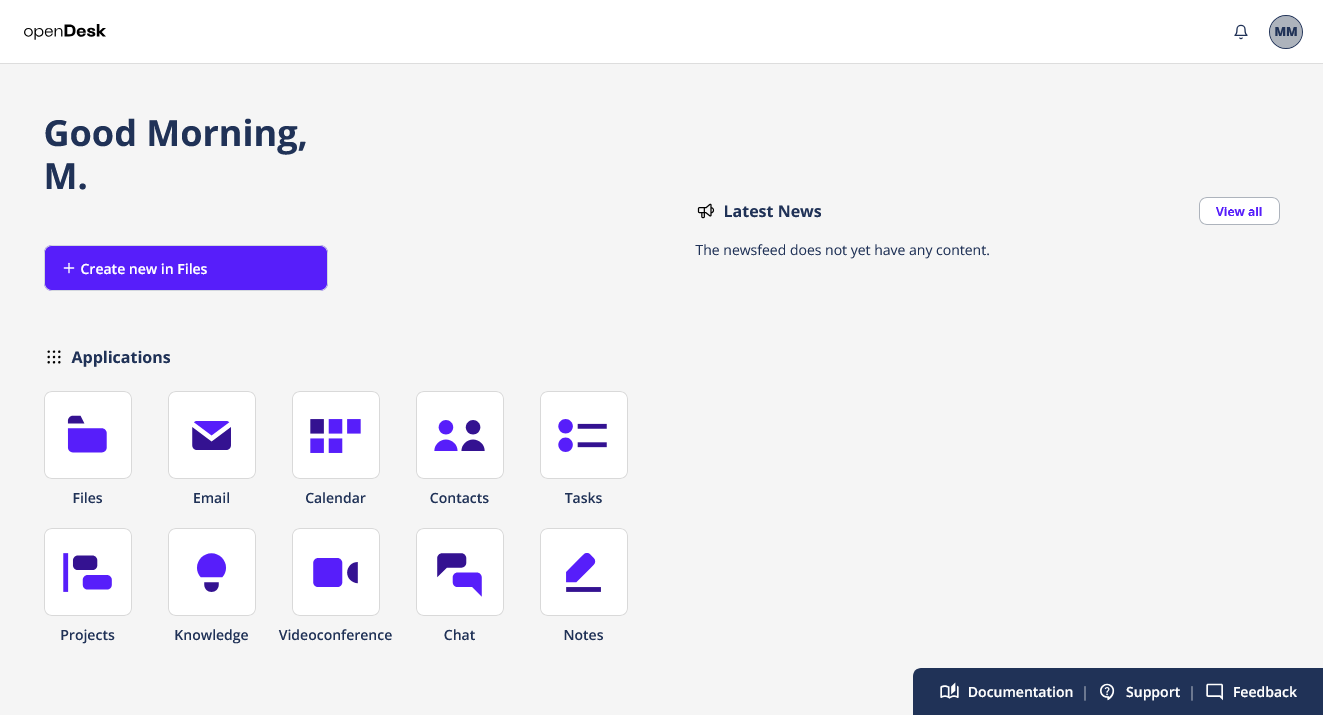 OpenDesk user portal login screen